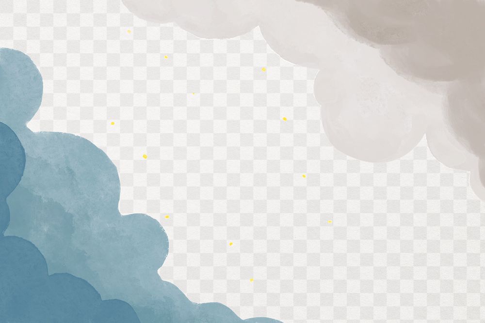 Watercolor frame png, cloudy night sky
