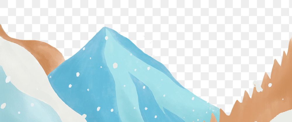 Watercolor border png, icy mountains clipart transparent background