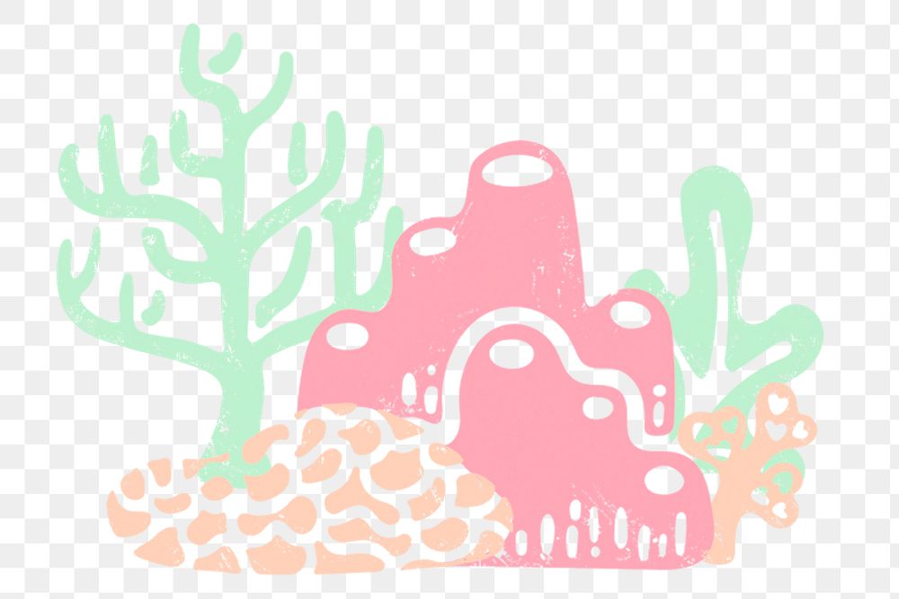 Underwater plant png sticker, marine creature in pastel colors on transparent background