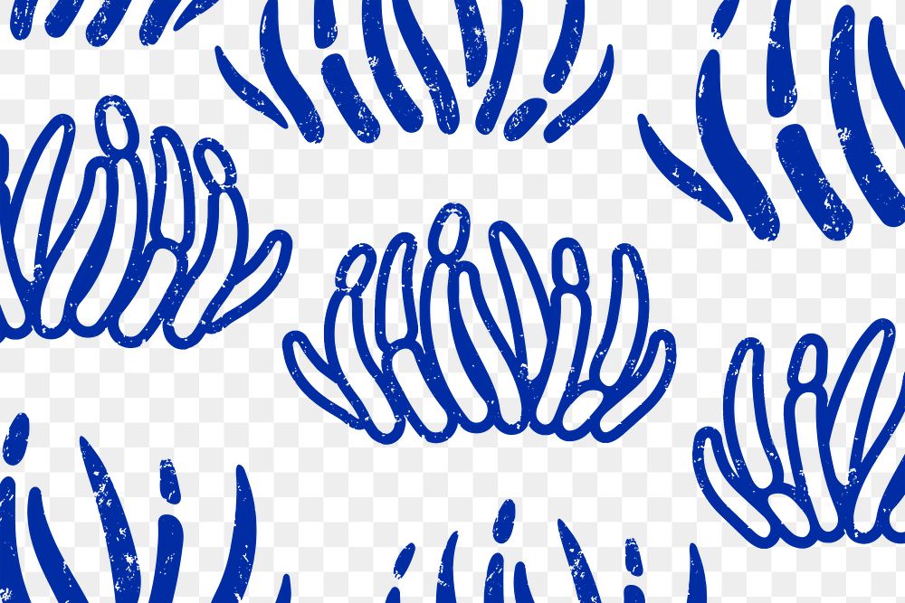 Coral pattern png transparent background, sea wildlife design in blue