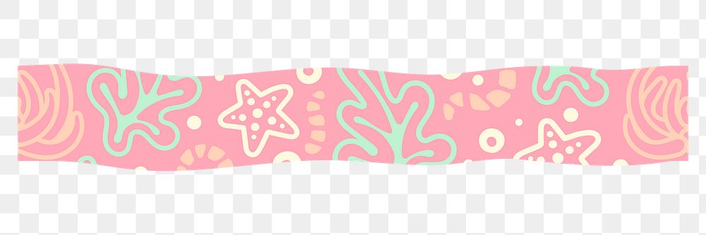 Pink underwater png border, marine life clipart, transparent background