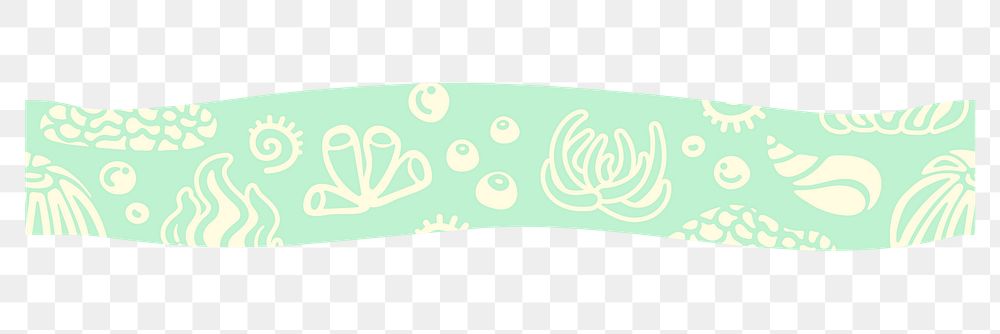 Underwater png border, pastel green marine life clipart, transparent background