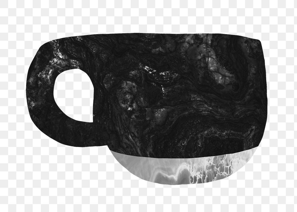 Coffee mug png clipart, black ceramic pottery on transparent background