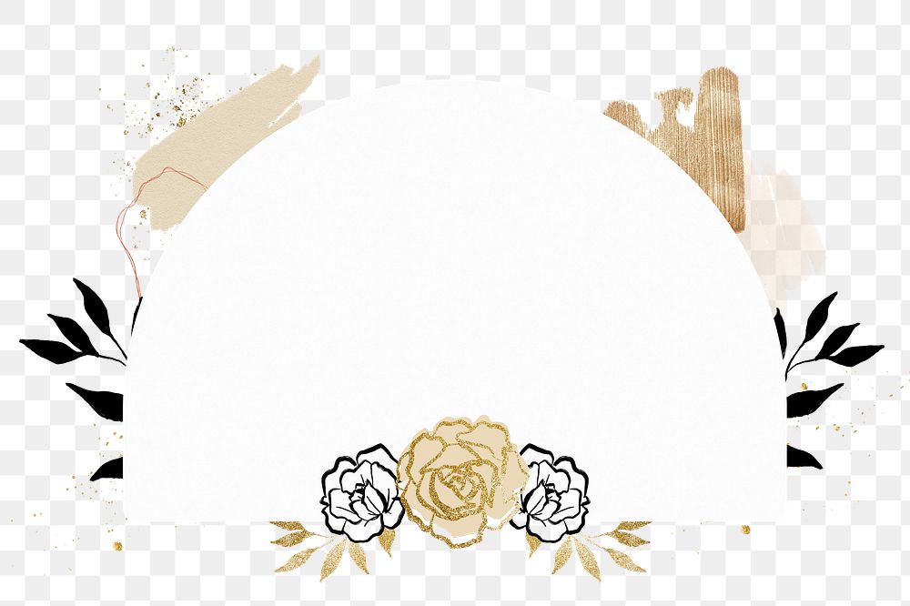 Arch frame png, simple botanical design for wedding card, transparent background