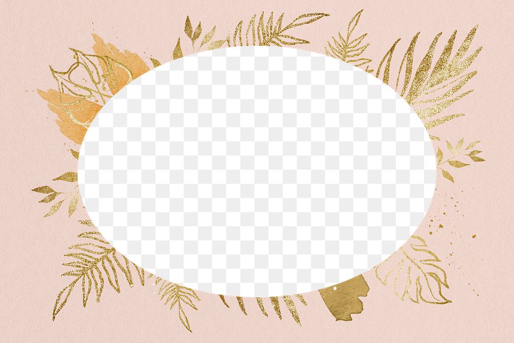 Botanical png frame, golden leaf design illustration for wedding card, transparent design