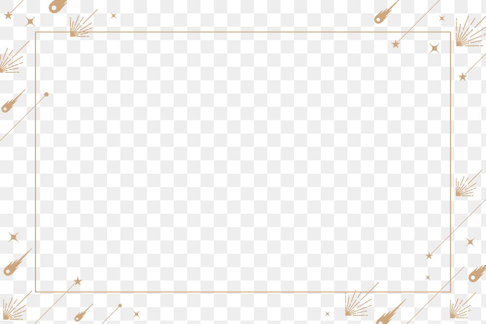 Gold star png frame, simple sky element for planner, transparent background