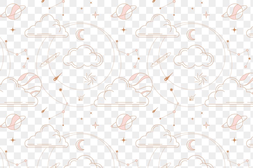 Celestial pattern png sticker, pastel abstract line art design, transparent background
