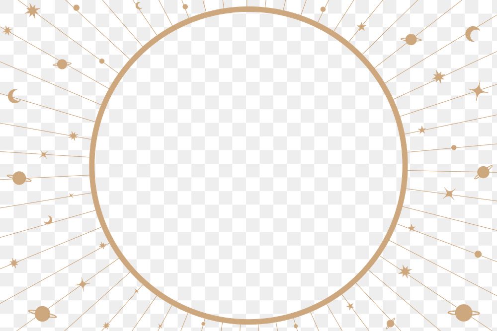 Astronomy png frame, circle element for planner, transparent background
