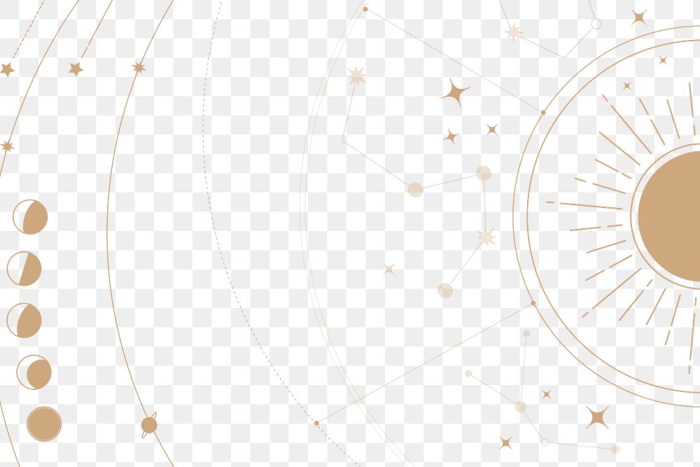 Abstract gold png clipart, simple celestial collage element for bullet journal, transparent background