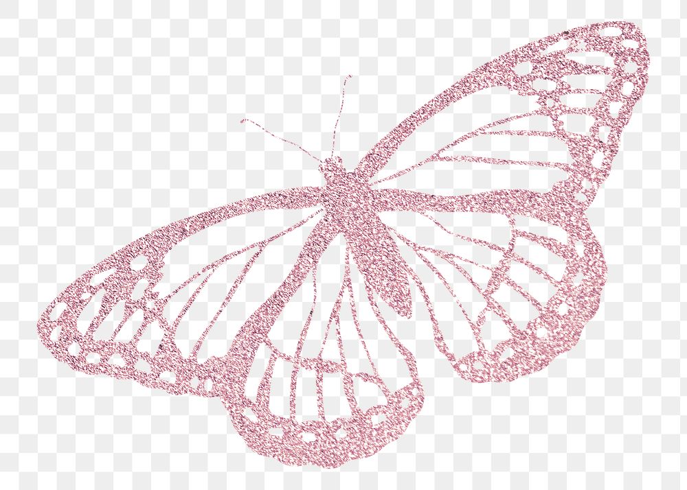 Pink butterfly png collage element, transparent background