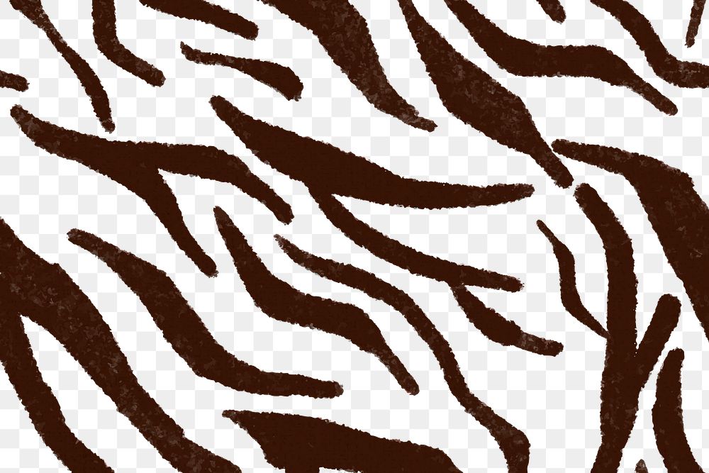 Tiger pattern png transparent background, brown paint style seamless design