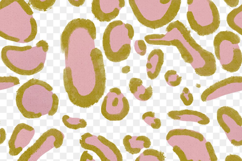 Leopard pattern png transparent background pink paint style seamless design 
