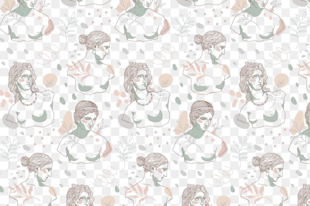 Greek sculpture png pattern background, feminine line art design