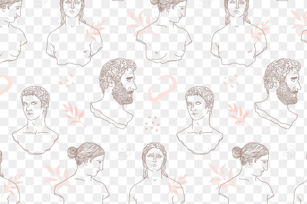 Greek sculpture png pattern background, feminine line art design