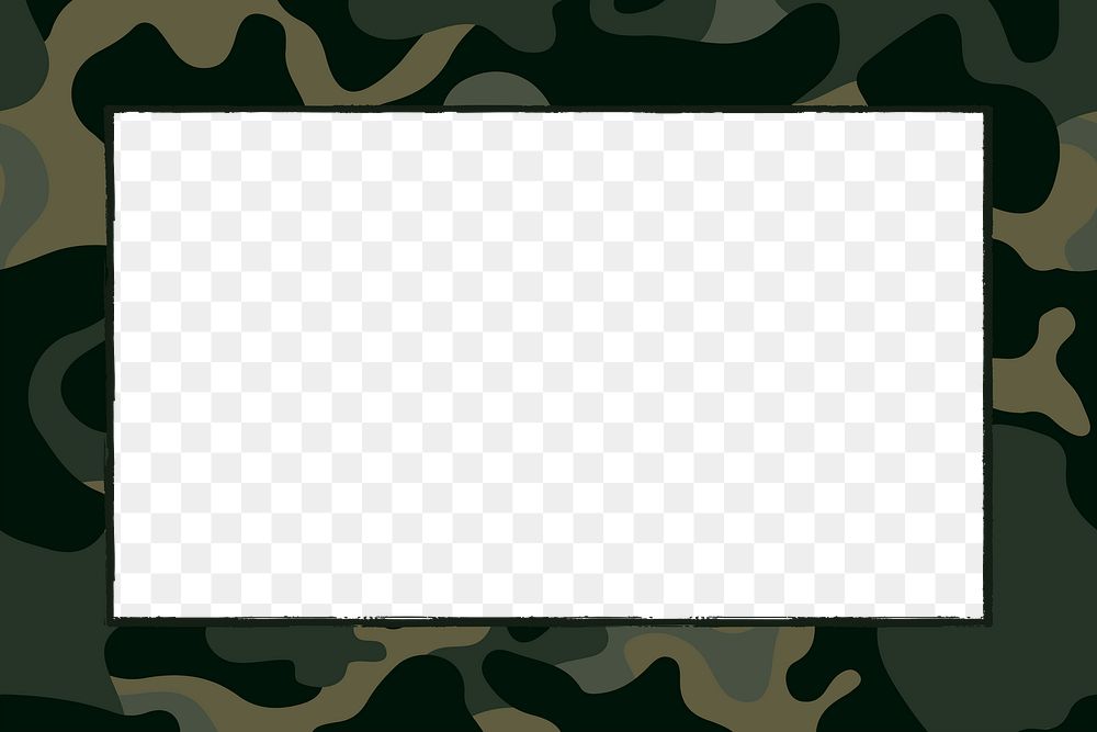 Modern camouflage png frame, aesthetic background, transparent design