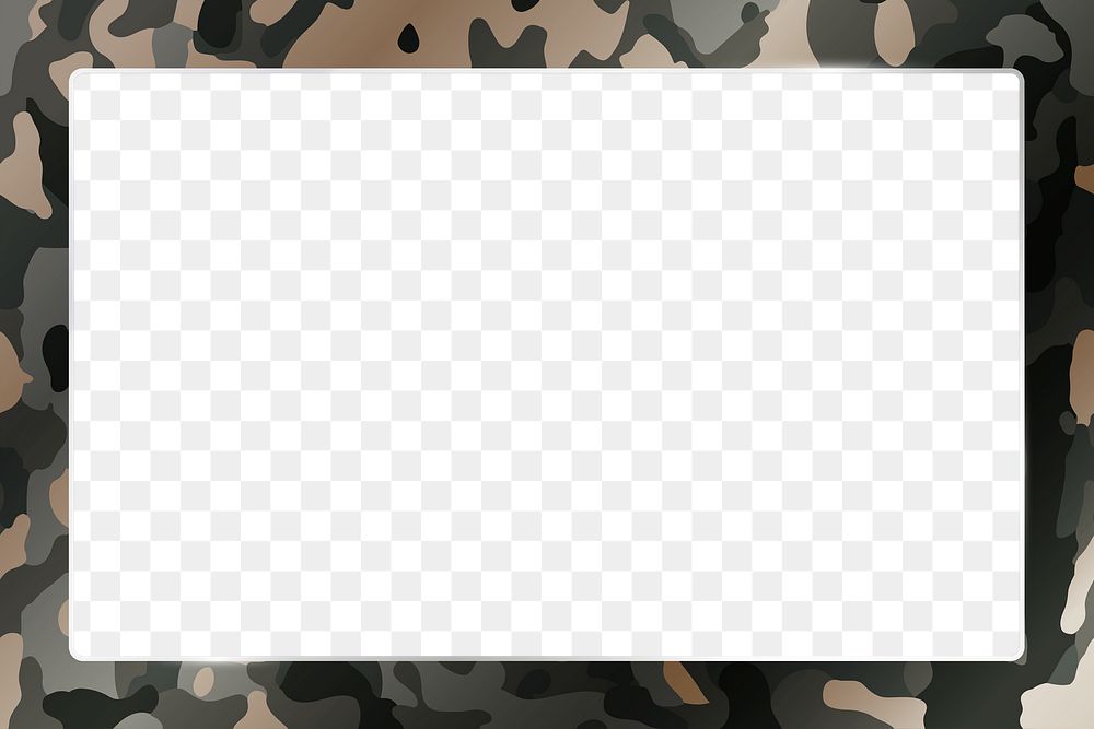 Frame PNG, camo pattern border, transparent army background