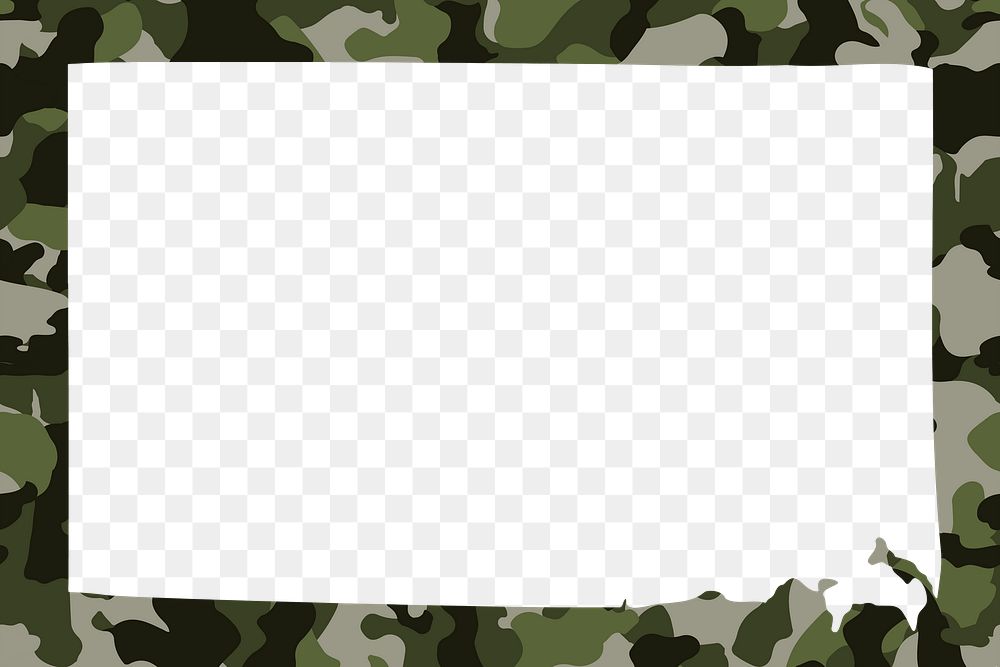 Frame PNG, camo pattern border, transparent military background