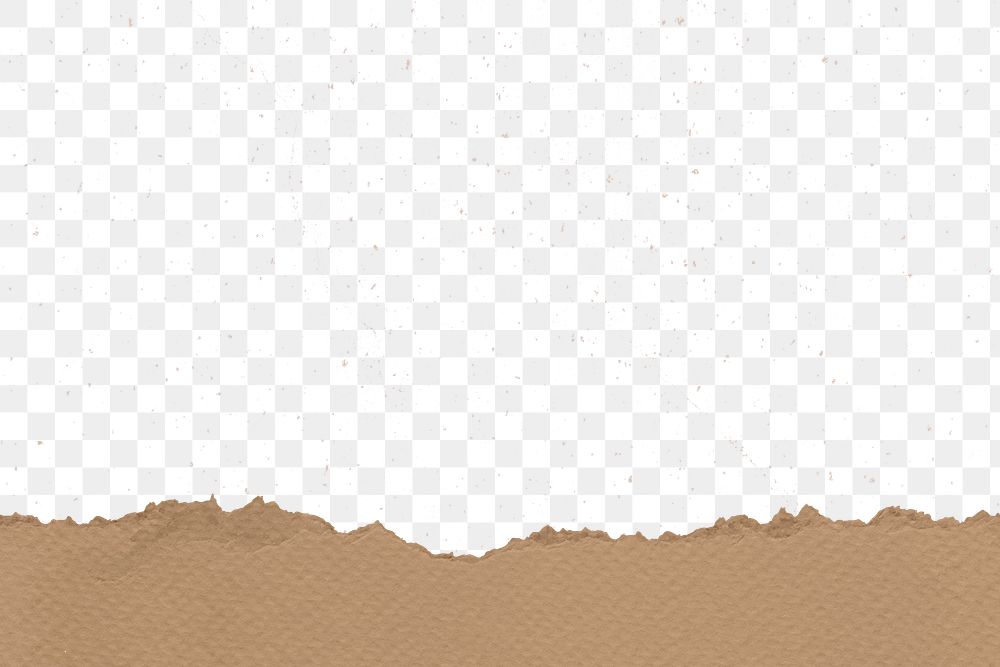 Ripped paper png border, transparent background, brown texture design
