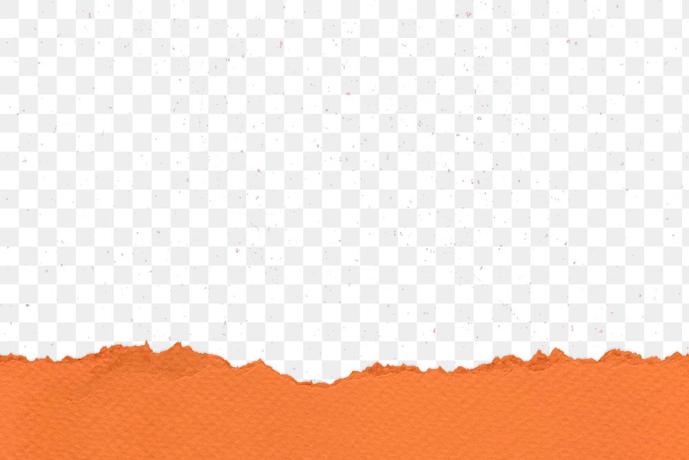Ripped paper png border, transparent background, orange texture design
