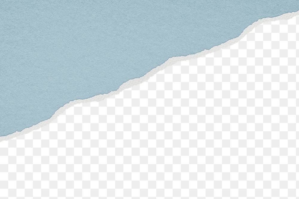 Ripped paper png border, transparent background, blue texture design