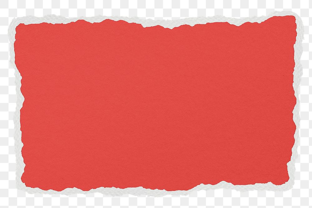 Red paper png sticker, ripped texture on transparent background