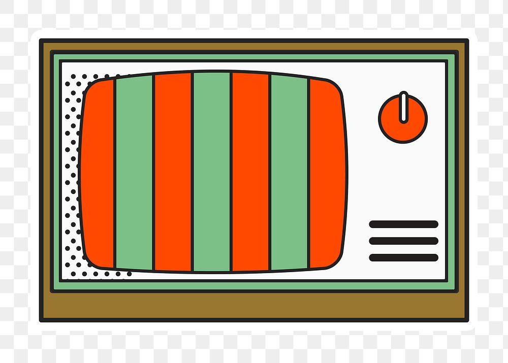 Color pop art television vintage png sticker