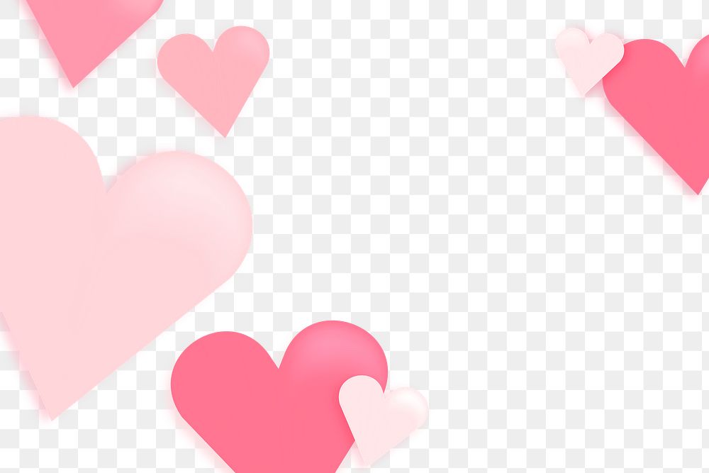 Pink heart png border, transparent background, cute love design