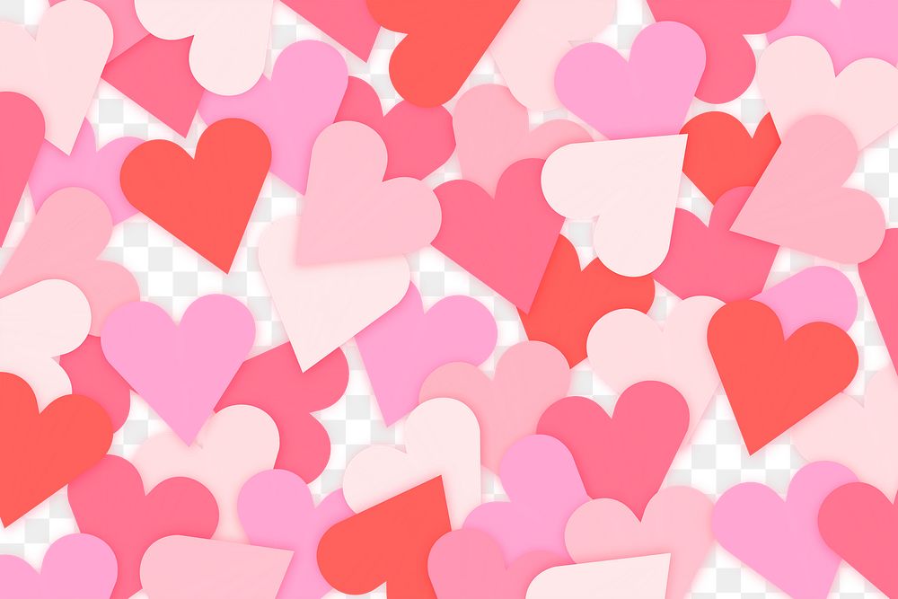 Pink hearts pattern png, love theme transparent design