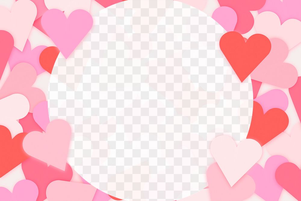 Pink heart png frame, transparent background, cute love design