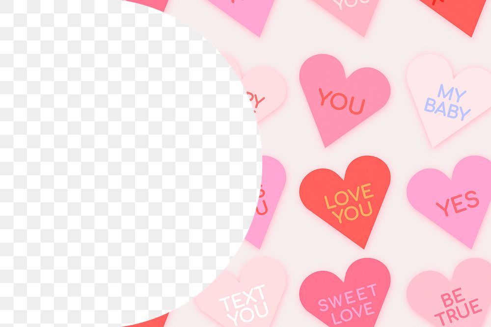 Lovely heart border transparent png, girly design