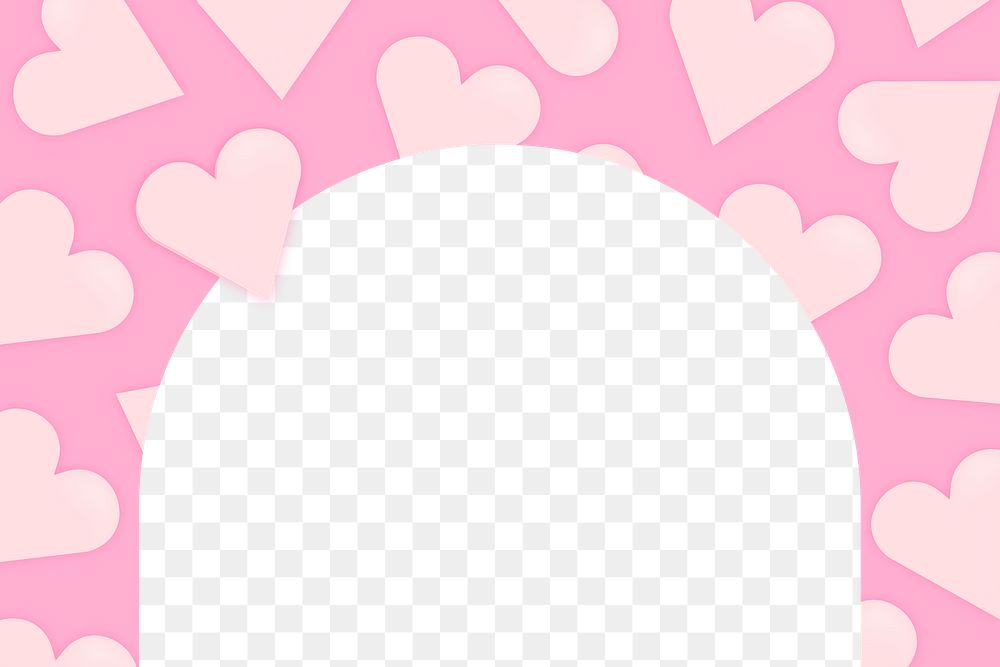 Girly pink png border, transparent background, valentine design