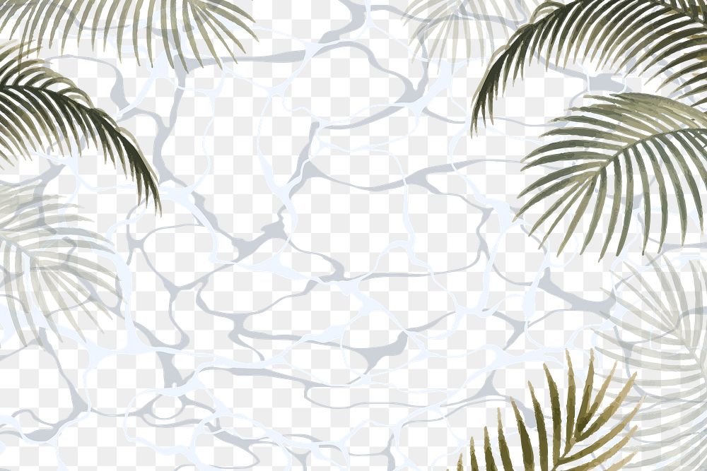 Palm leaf border frame png water texture transparent background
