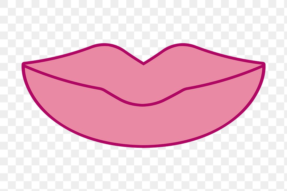 Pink lips png sticker, cartoon design, transparent background