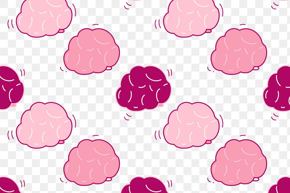 Brain pattern png transparent background, cute seamless design