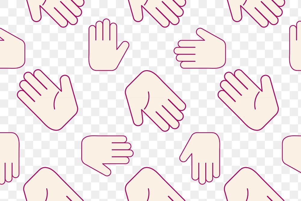 Hand pattern png transparent background, cute seamless design
