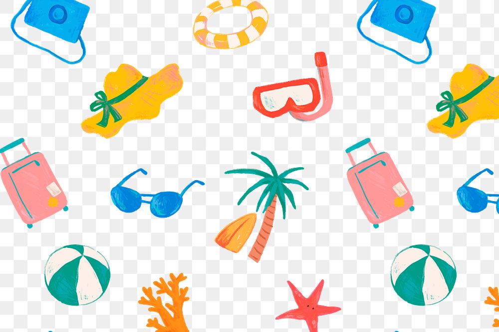 Tropical doodle pattern png, transparent background