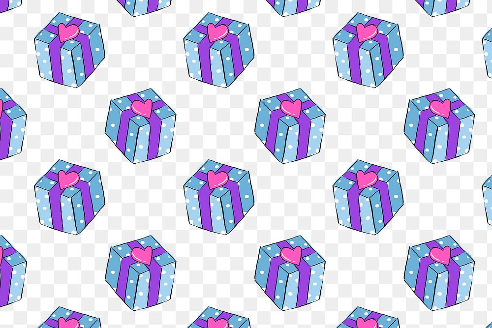 Cute present pattern png background, drawing illustration, seamless design