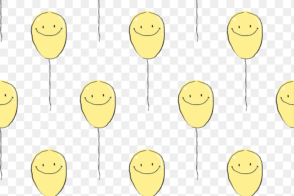 Yellow balloon pattern png background, drawing illustration, seamless design