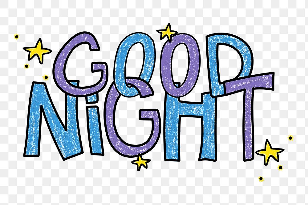 Good night png sticker, cute trending word collage element on transparent background