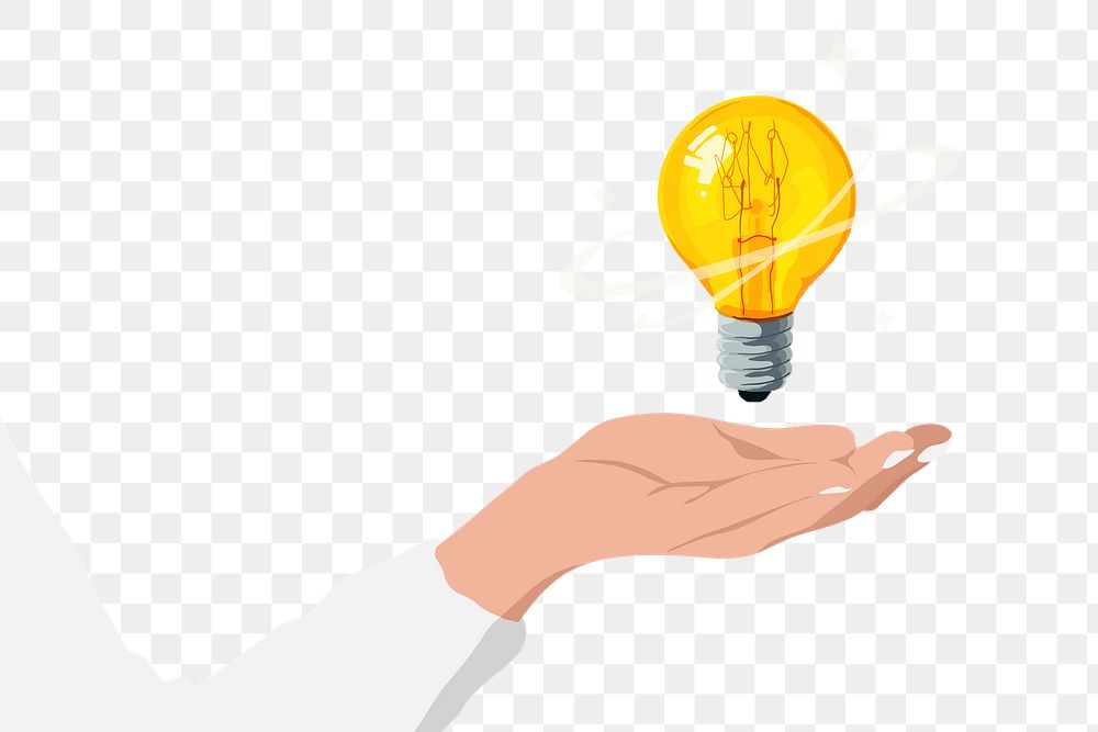 Aesthetic light bulb png transparent background, business idea concept