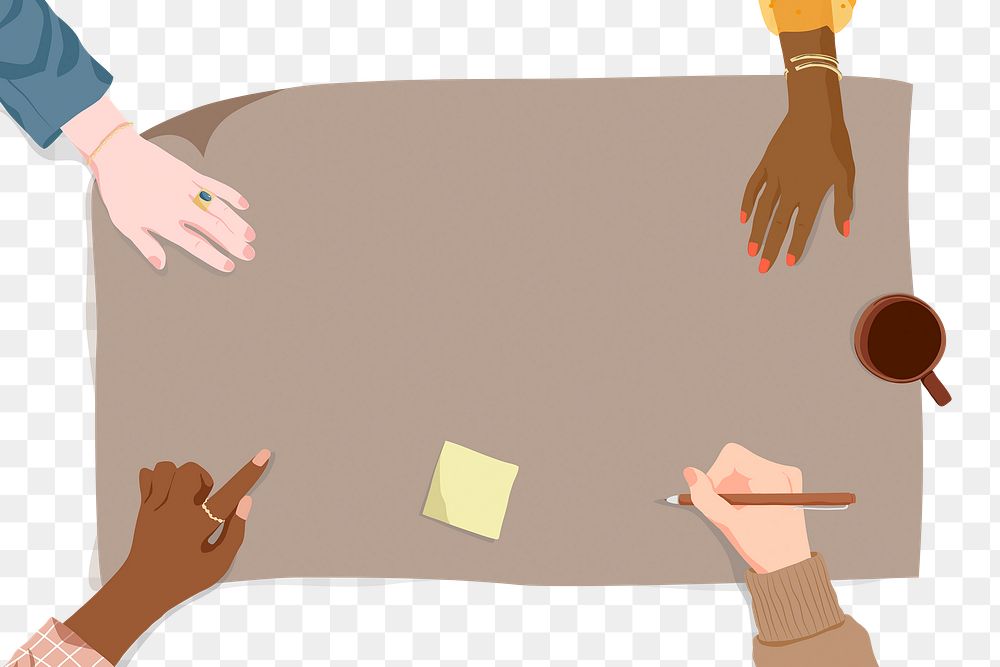 Business meeting png, diverse hands frame illustration