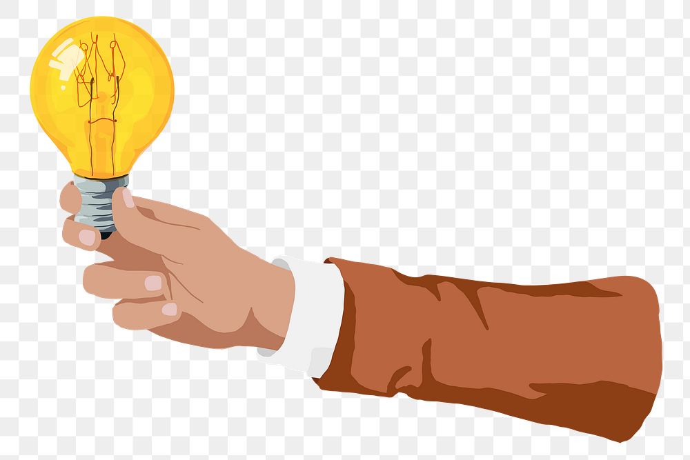 Hand holing bulb png sticker, business graphic