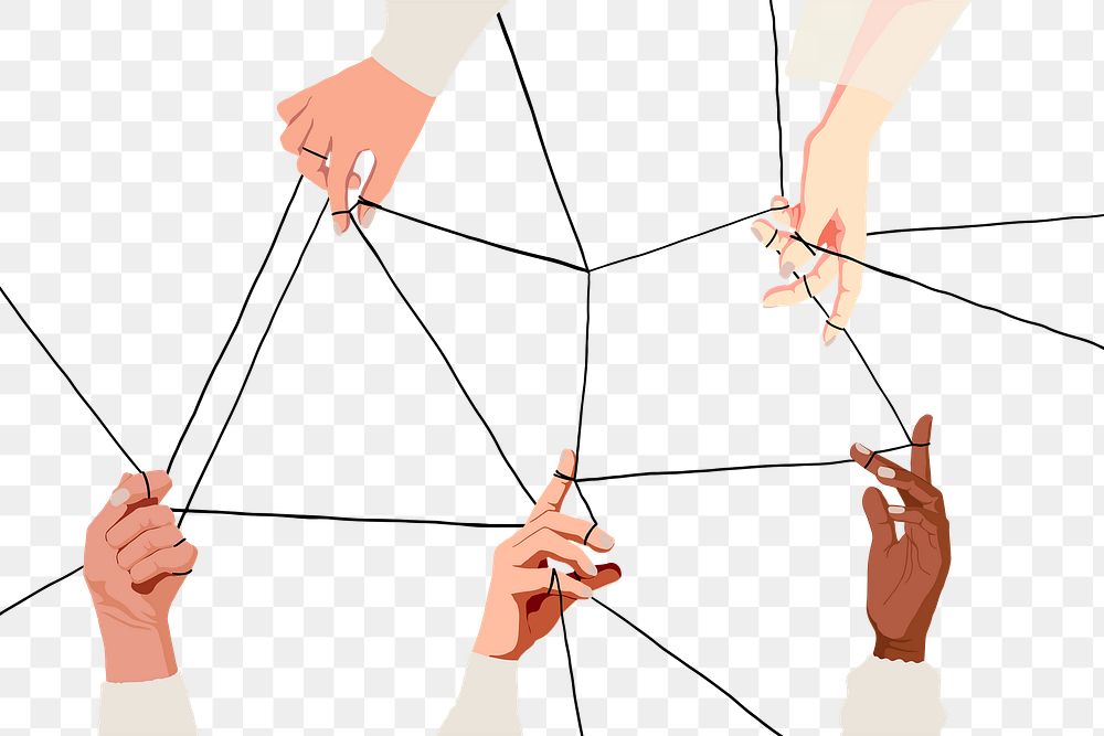 Business connection png transparent background, diverse hands illustration