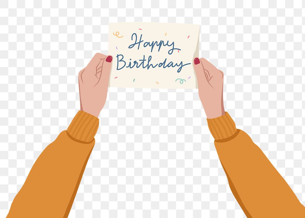 Birthday card png, party sticker, celebration illustration design