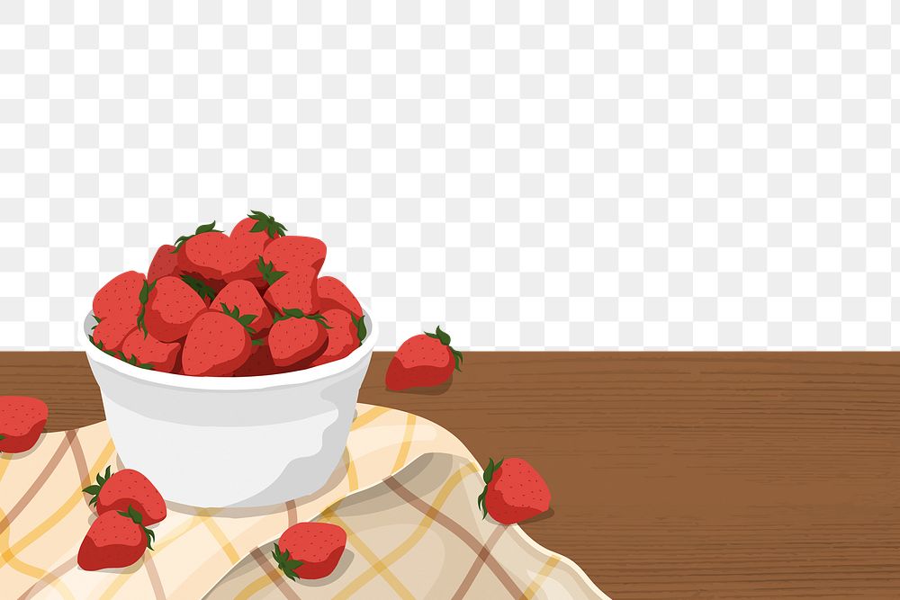Strawberries border png sticker, fruit illustration design