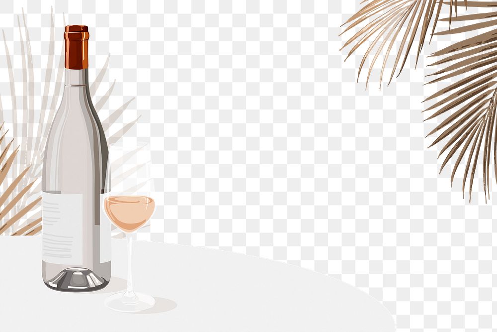 Tropical party border png, rose wine, celebration illustration design