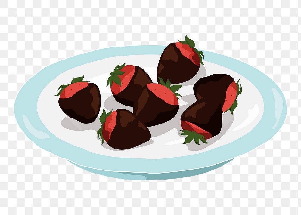 Chocolate covered strawberries png sticker,  food illustration design