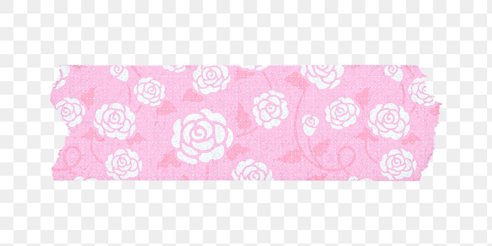 Rose washi tape png sticker, cute girly design, transparent background