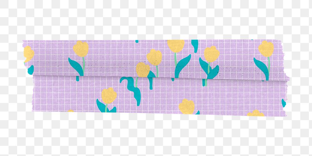 Floral washi tape png sticker, cute girly design, transparent background