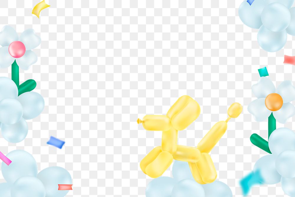Balloon art png design frame, transparent background